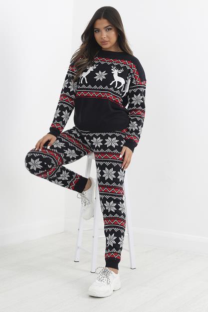 Navy Ski Season Fairisle Design Knitted Set
