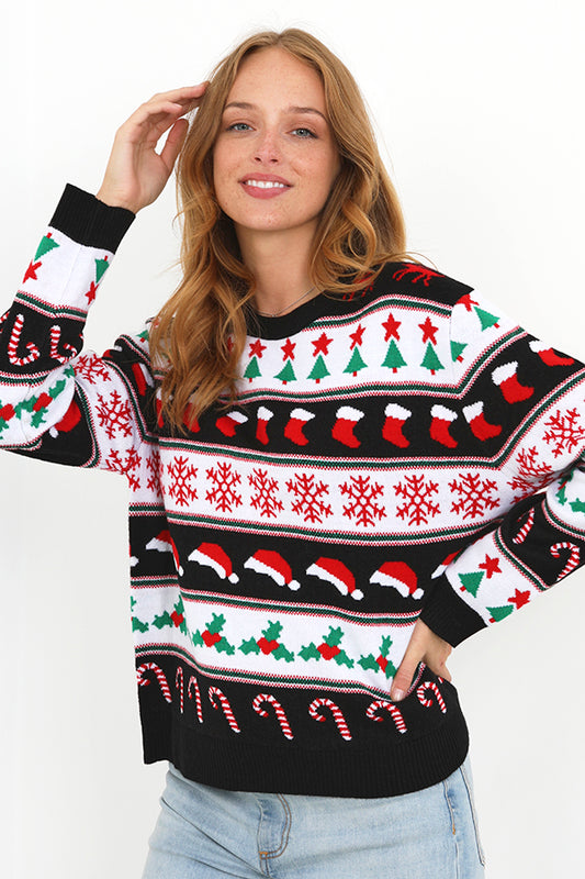 Multi Jacquard Print Oversized Christmas Jumper