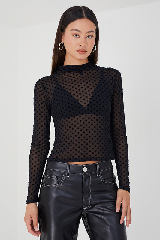 Long Sleeve Mesh Top