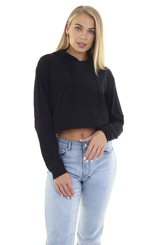 Kangaroo Pocket Hooded Long Sleeve Top