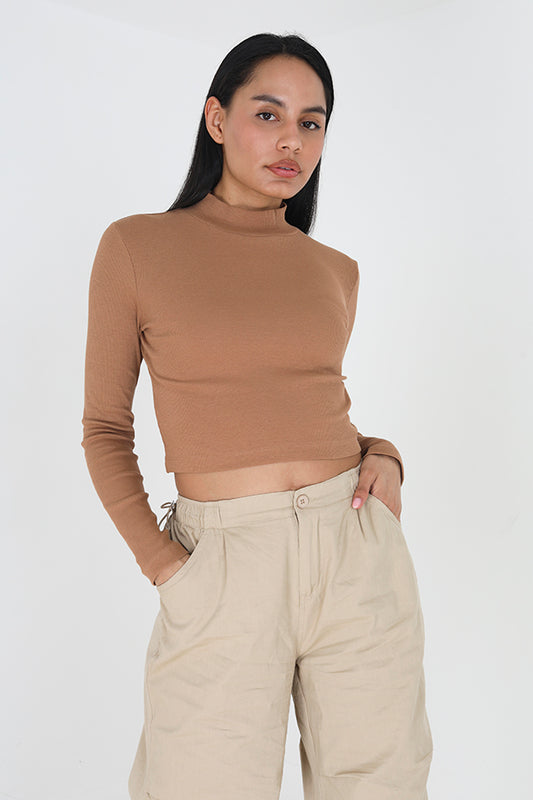 Long Sleeve Turtle Neck Crop Top