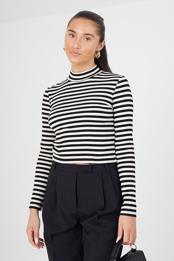 Long Sleeve Turtle Neck Crop Top