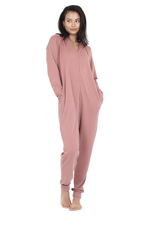 Blush Slim Fitting Zip Through Onesie