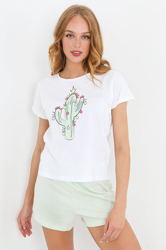 Christmas Cactus Print Pyjama Set