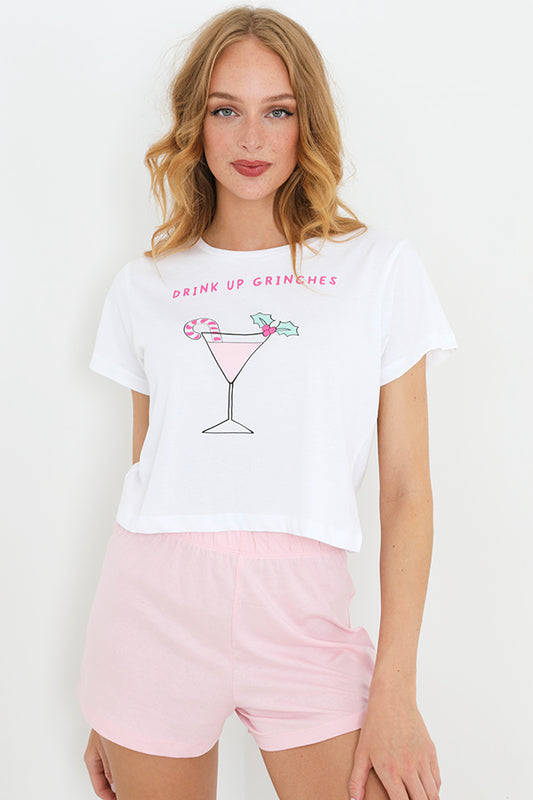Drink Up Grinches Christmas Print Pyjama Set
