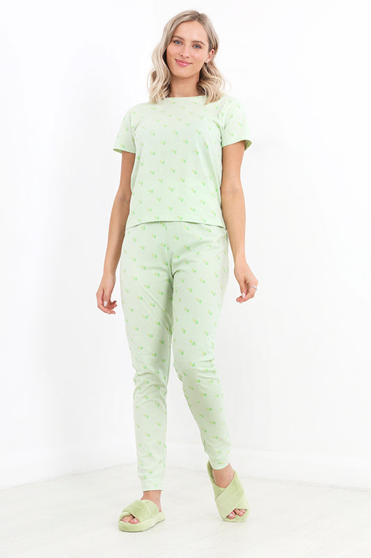 Green All Over Avocado Print Pjyama Set
