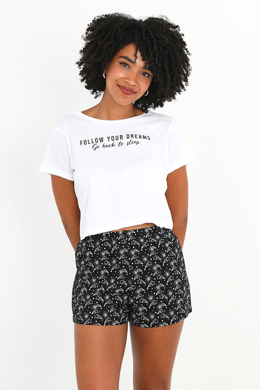 Follow Your Dreams Slogan Print Pyjama Set