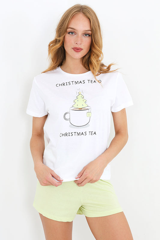Christmas Tea Print Short Pyjama Set