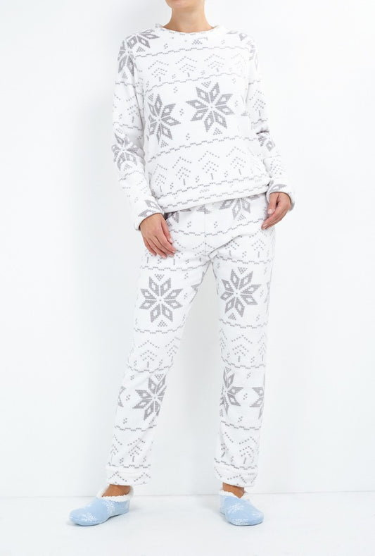 Fluffy Fairisle Print Fleece Pyjama Set