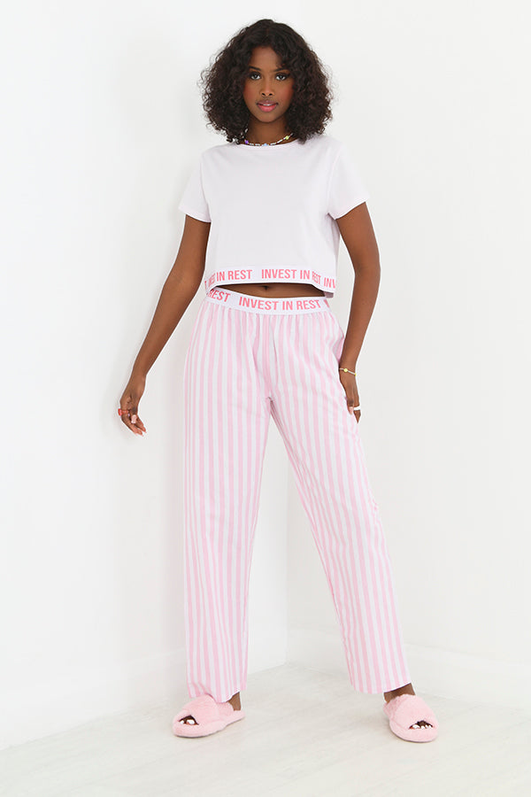 Striped 'Invest In Rest' Print Loungewear Set