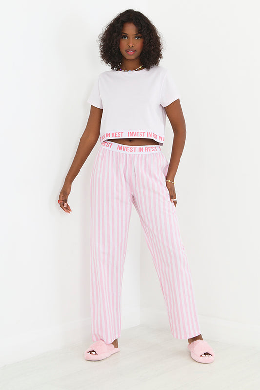 Striped 'Invest In Rest' Print Loungewear Set