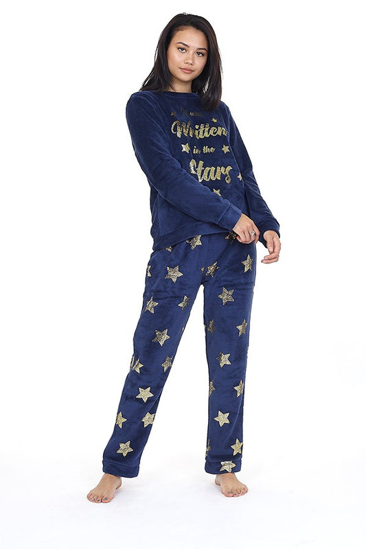 Written In The Stars Slogan Fleece Pyjama Set