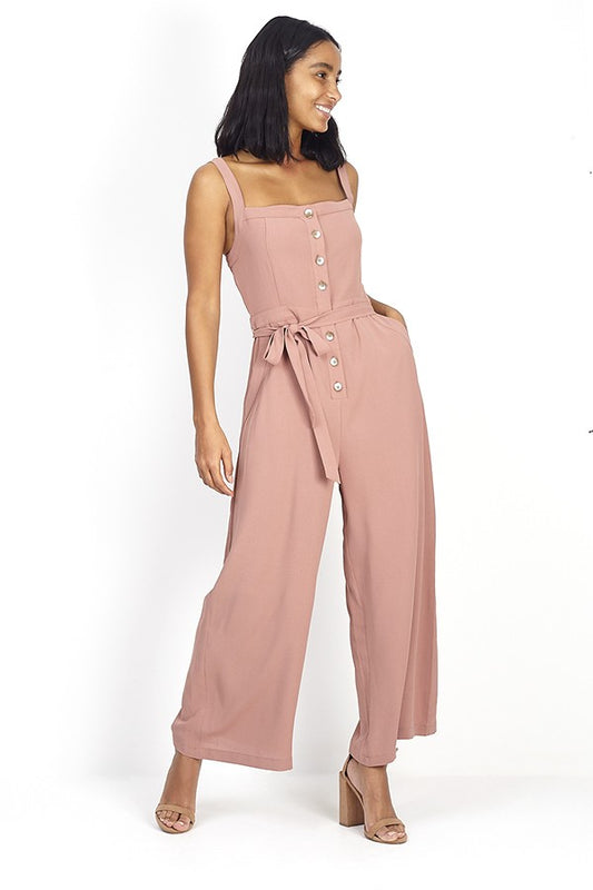 Nude Pink Strappy Wide Leg Jumpsuit