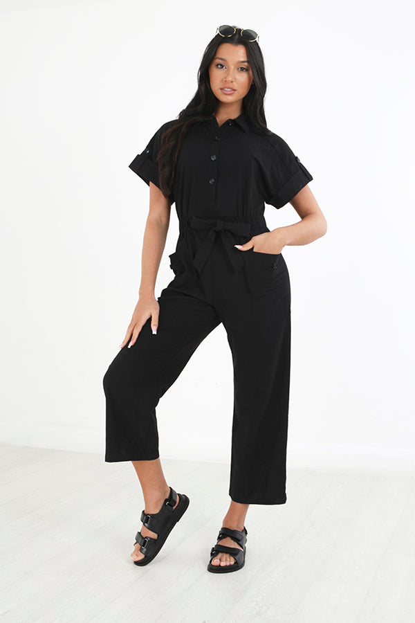 Utility Jumpsuit With Tie Waist