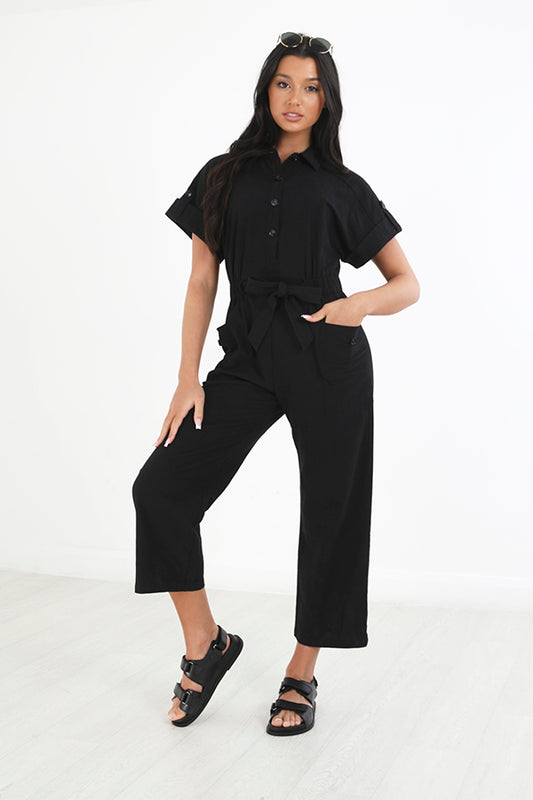 Utility Jumpsuit With Tie Waist