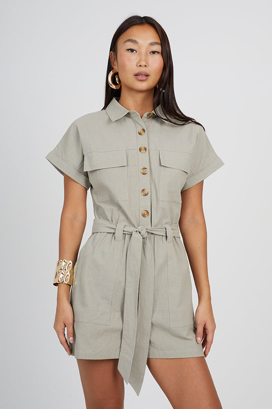 Utility Linen Playsuit