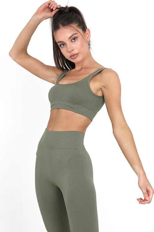 Seamless Ribbed Square Neck Bralette