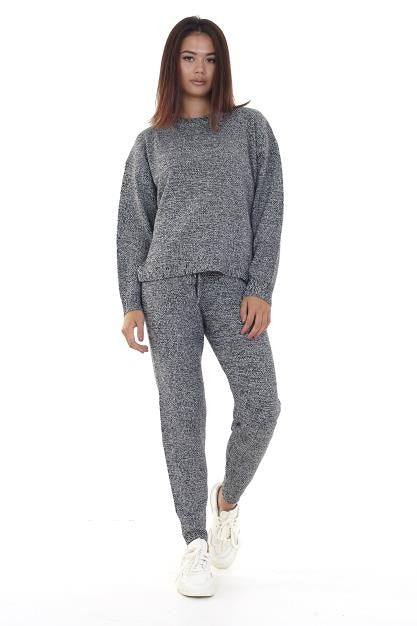 Black And Ecru Mix Knitted Jumper And Trouser
