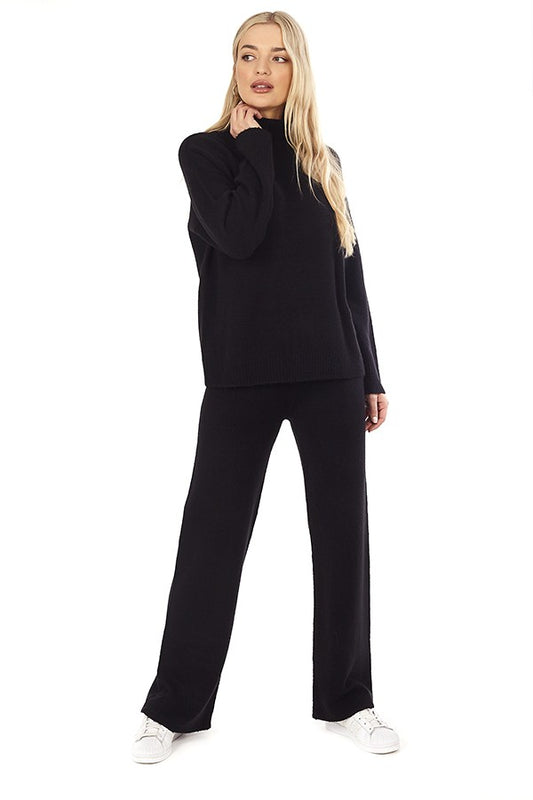 Tpiece Black Knitted Set