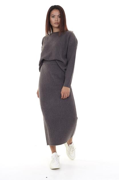Charcoal Tpiece Jumper And Skirt Knitted Set
