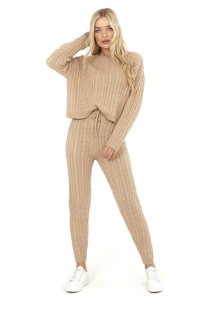 Co-Ordinating Cable Knitted Jumper And Trouser Set