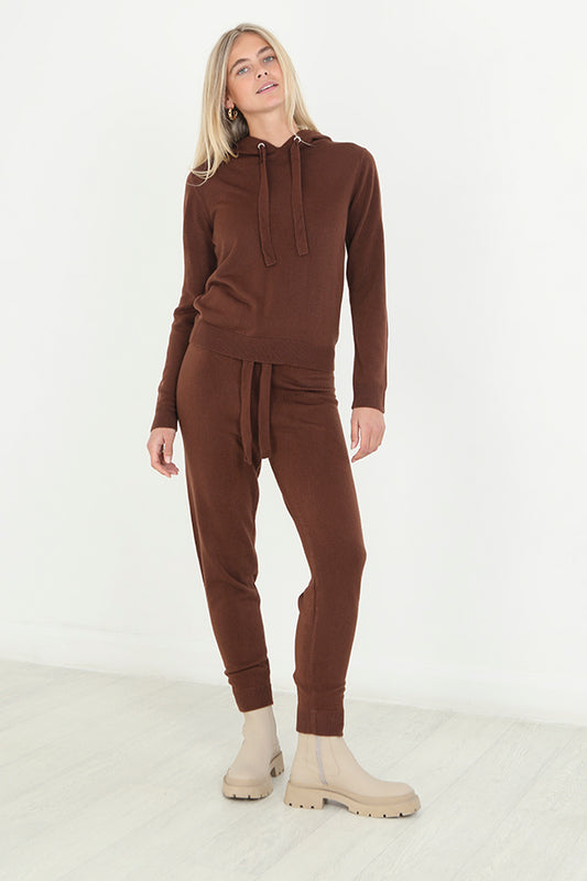 Brown Knitted Matching Jumper And Trouser Set