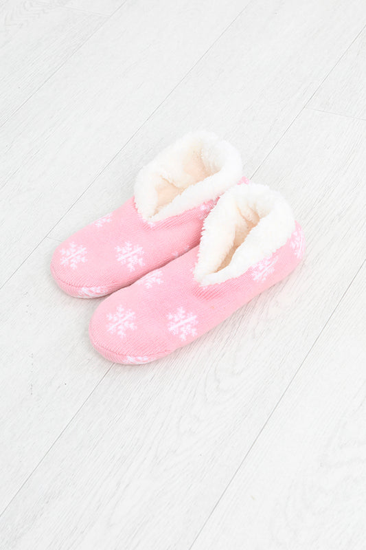 Xmas Knitted Sliers All Over Snowflake Printed