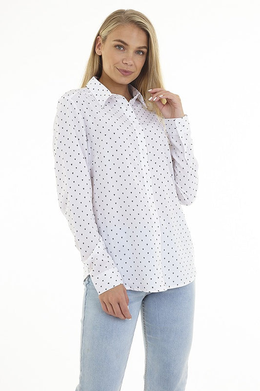 All Over Heart Print Long Sleeved Shirt