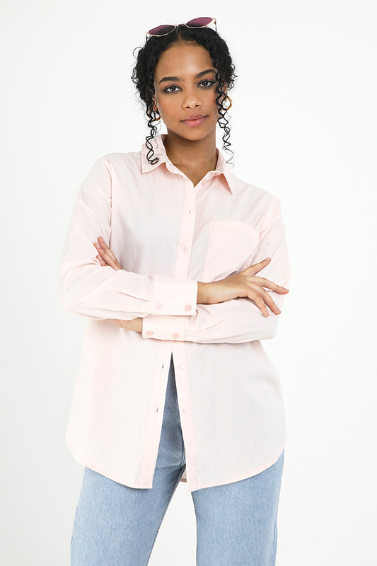 Pale Blush Pink Oversized Poplin Shirt