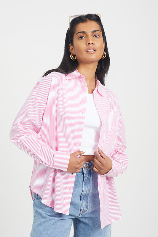 Long Sleeve Seersucker Stripe Shirt