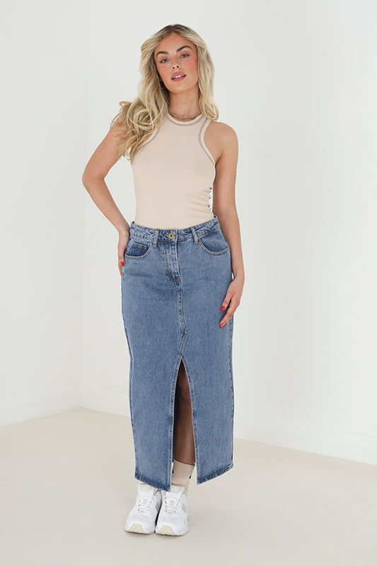 Acid Wash Denim Skirt