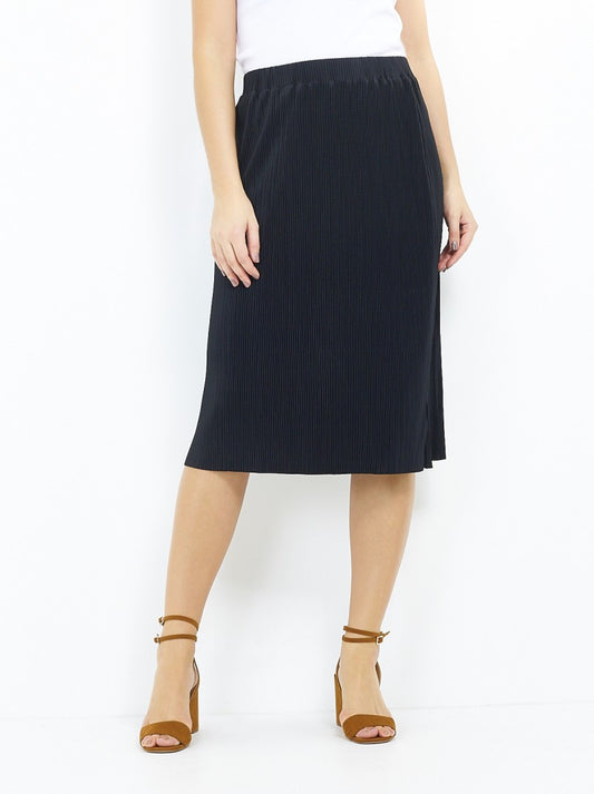Black Plisse Midi Skirt