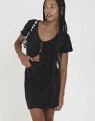 Brave Soul Plisse Tie Side Skirt