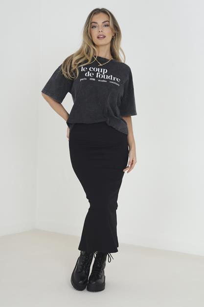 Brave Soul Suzy Ribbed Tube Midi Skirt