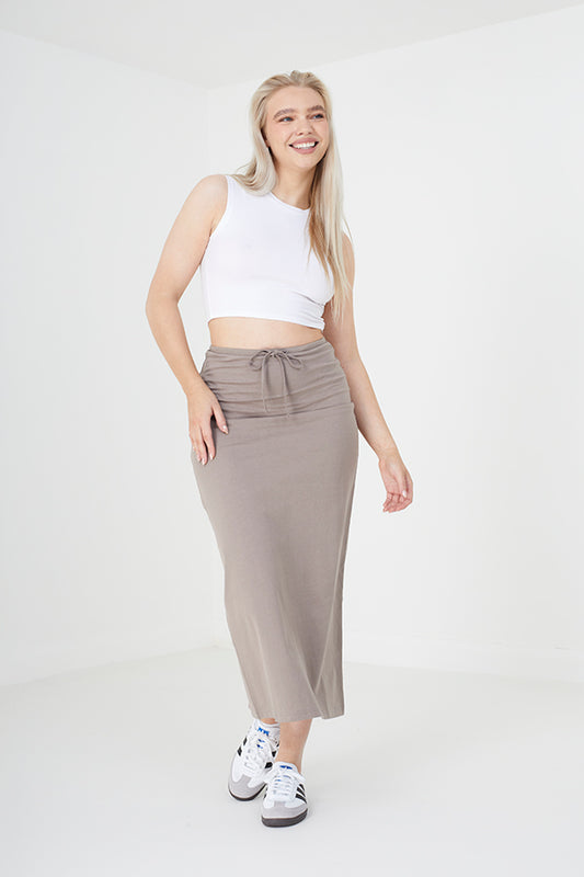 Cord Waist Midi Skirt
