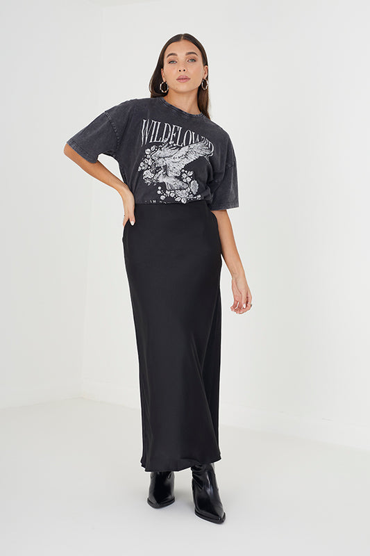Bias Cut Satin Skirt