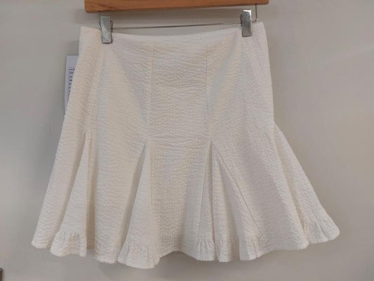 Textured Godet Mini Skirt With Ruffle Hem