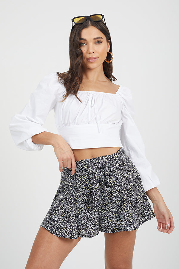 Floral Paperbag Shorts
