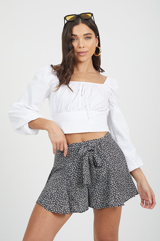 Floral Paperbag Shorts