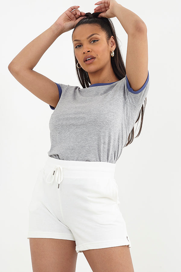 Plain Colour Drawstring Waist Loopback Jersey Shorts