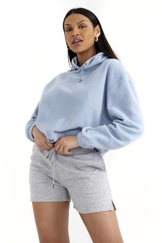 Sky Blue Polar Hooded Drawcord Fleece Sweatshirt