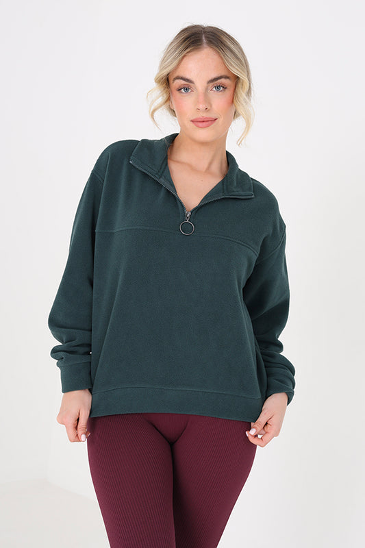 Mid Zip Fleece Sweat-Shirt