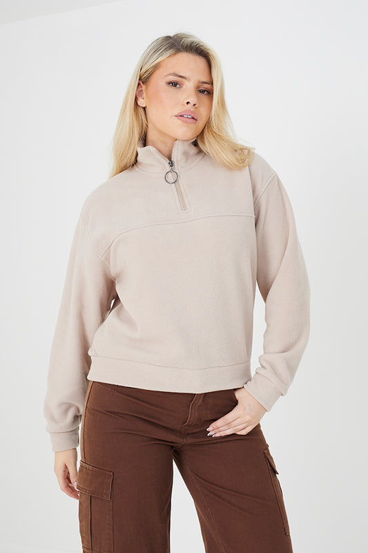 Mid Zip Fleece Sweat-Shirt