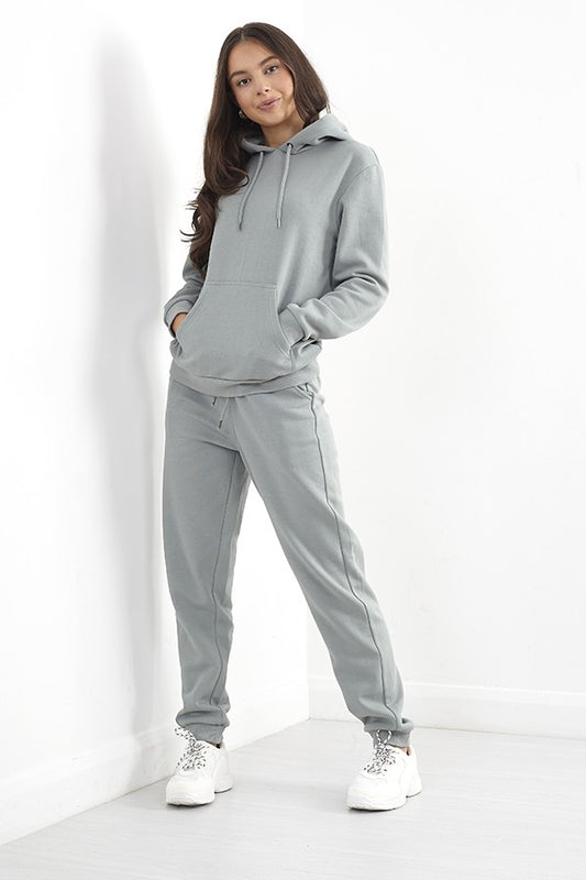 Sage Plain Drawstring Hooded Sweatshirt