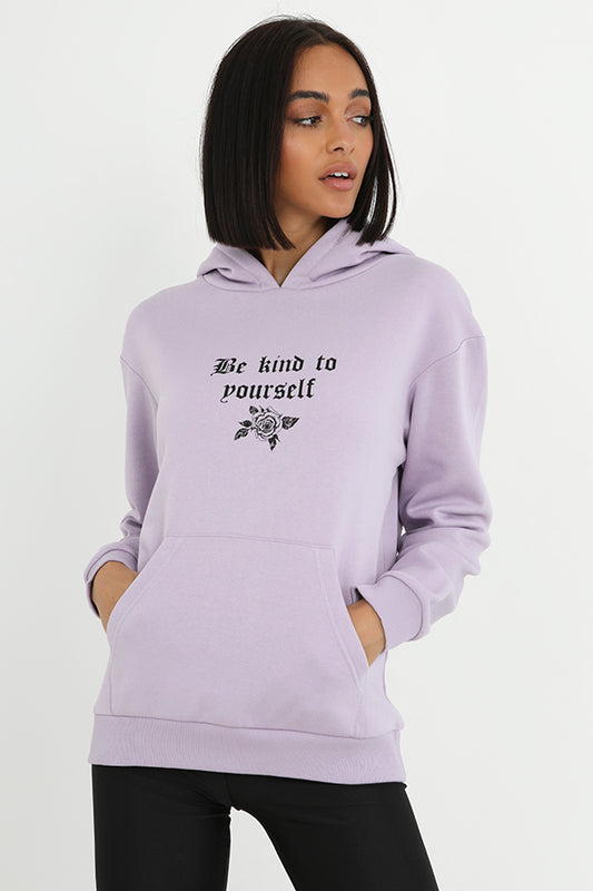 Long Sleeve Chest Print Pouch Pocket Hoodie