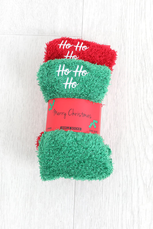 Xmas 2 Pk Fluffy Socks