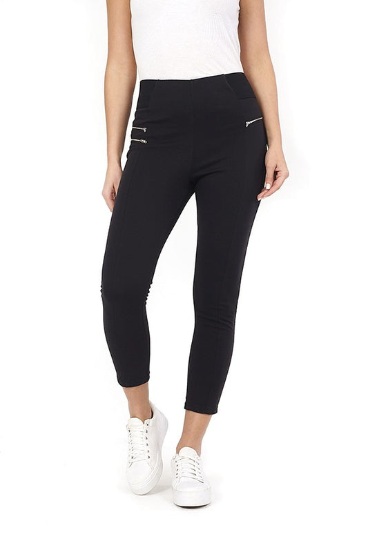 Black Panelled Design Casual Leggings