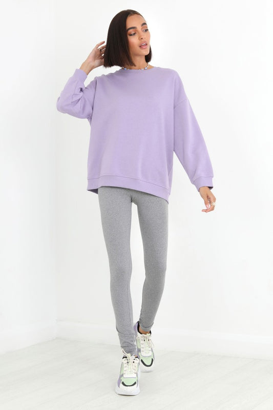 Plain Grey Marl Stretchy Leggings