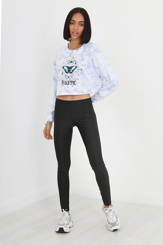Plain Black Disco Shiny Leggings