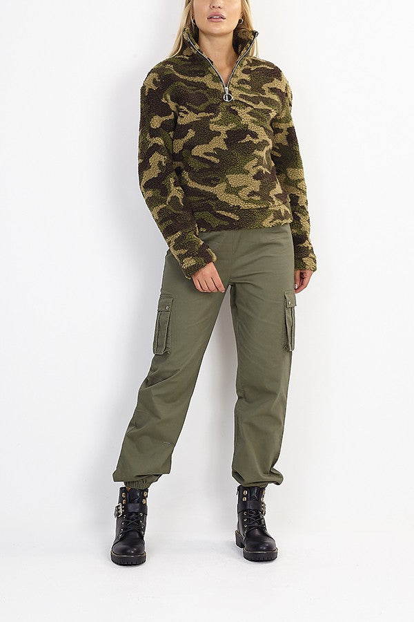 Pocket Detail Elasticated Khaki Cargo Pants